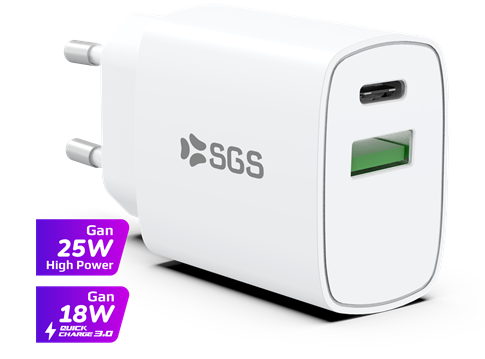 SGS CARICATORE DA CASA - USB-C PD GAN 25W WHITE
