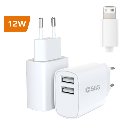 SGS CARICATORE DUAL USB 2.4AMP 12W + CAVO LIGHTINING