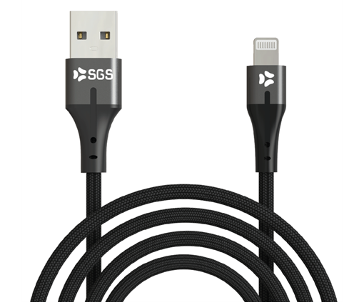 SGS CLOTH LIGHTNING CAVO DATI/CARICA USB 1 METRO BLACK