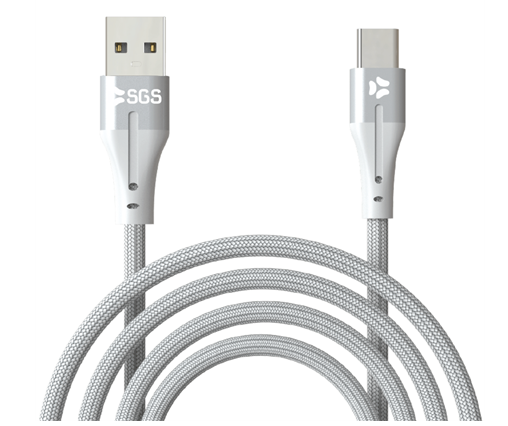 SGS CLOTH TYPE-C CAVO DATI/CARICA USB 1 METRO SILVER