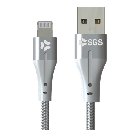 SGS CLOTH USB-A / LIGHTNING CAVO DATI/CARICA 2 METRI SILVER