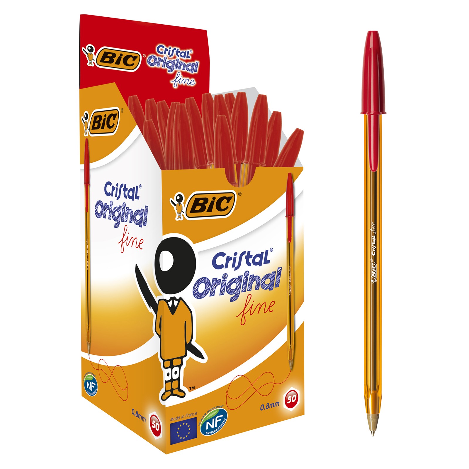 PENNA CRISTAL FINE COLORE ROSSO BOX50