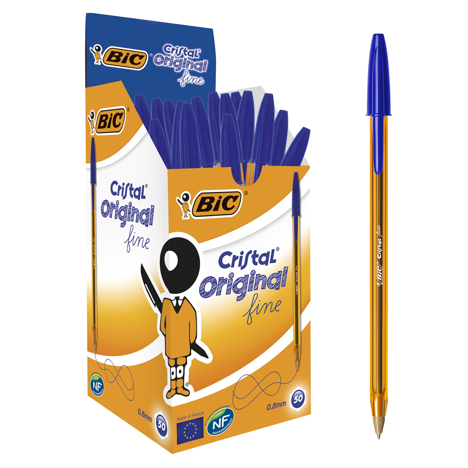 PENNA CRISTAL FINE COLORE BLU BOX50