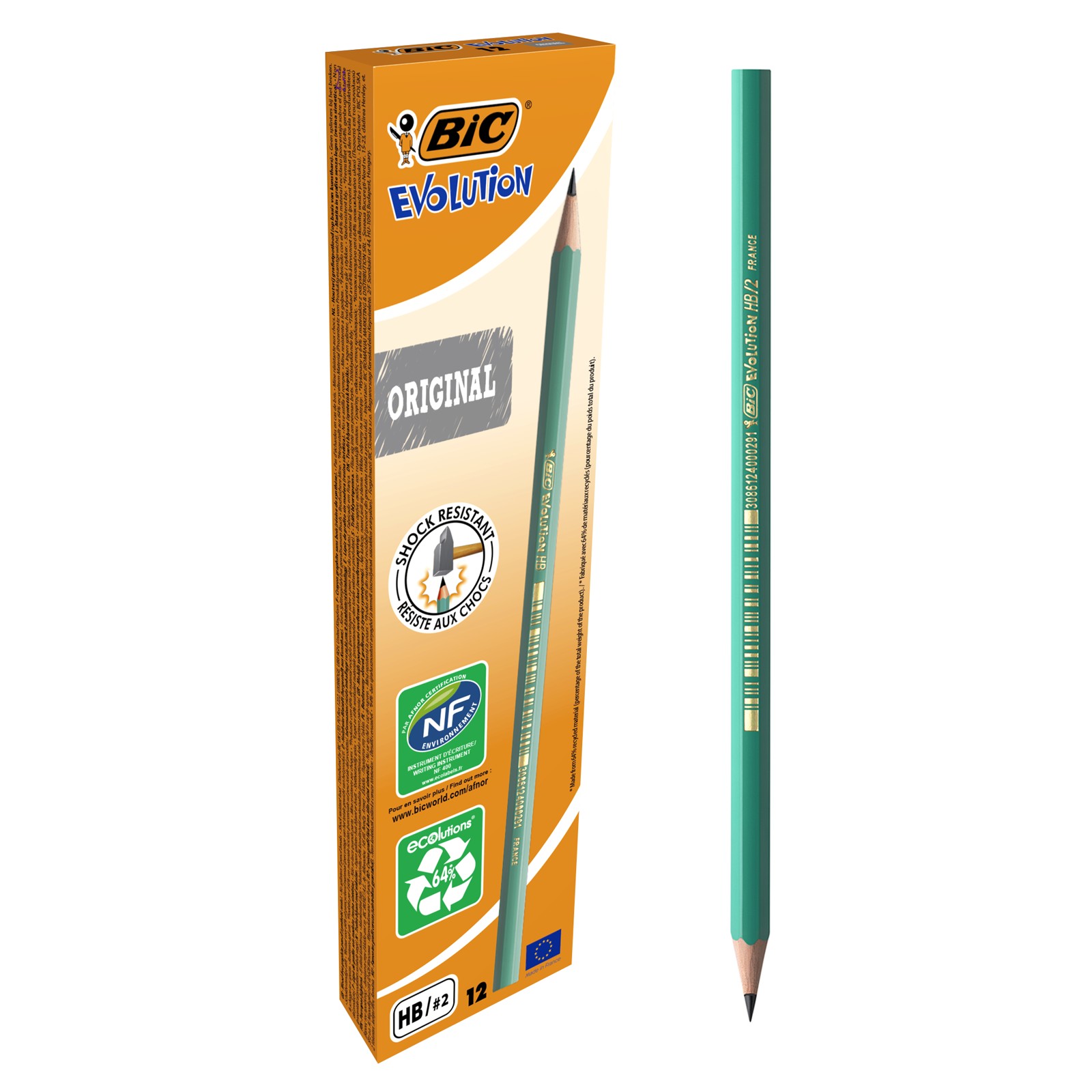 MATITA IN GRAFITE EVOLUTION HB FUSTO VERDE ACQUA BOX12