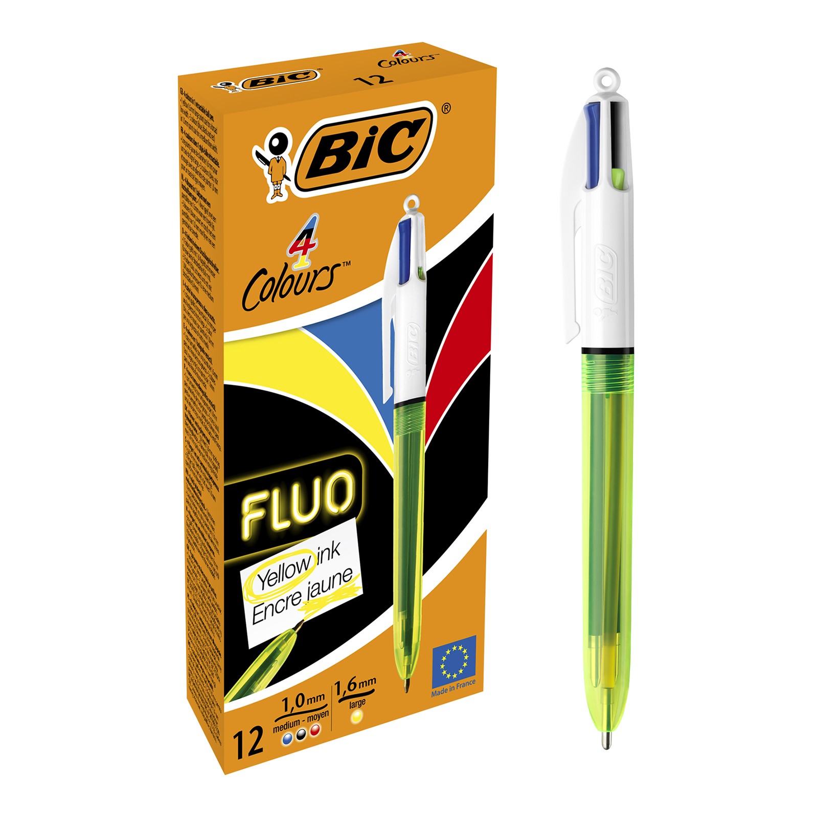 PENNA 4 COLOURS FLUO FUSTO GIALLO TRASPARENTE