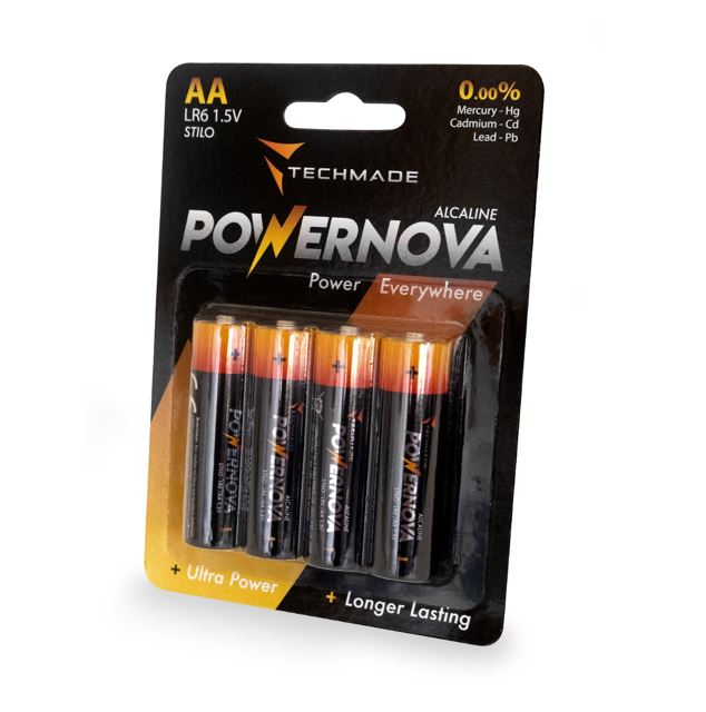 BATTERIA STILO AA ALCALINA 4PZ TECHMADE TM-LR6