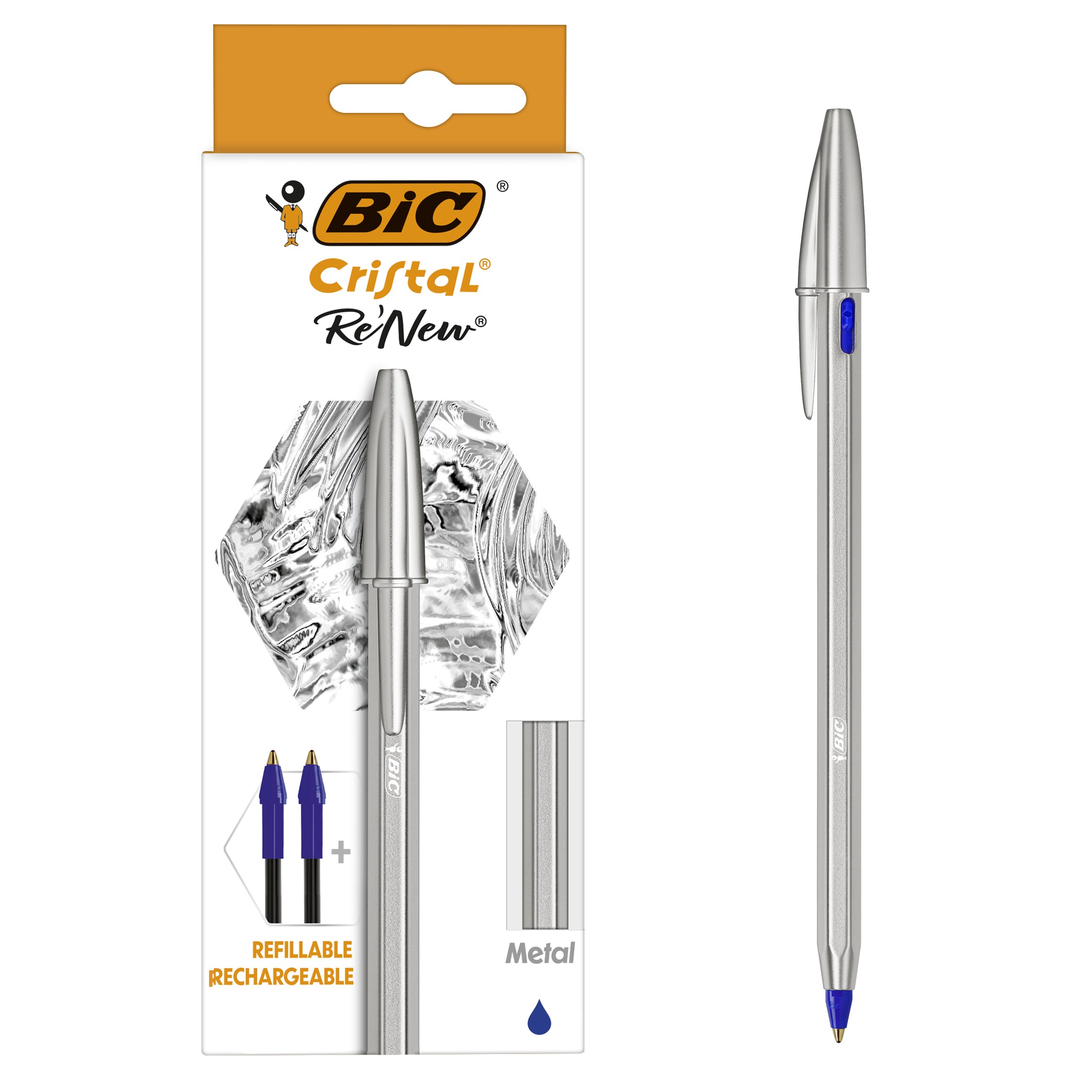 PENNA CRISTAL RENEW+ 2 RICARICHE COLORE BLU