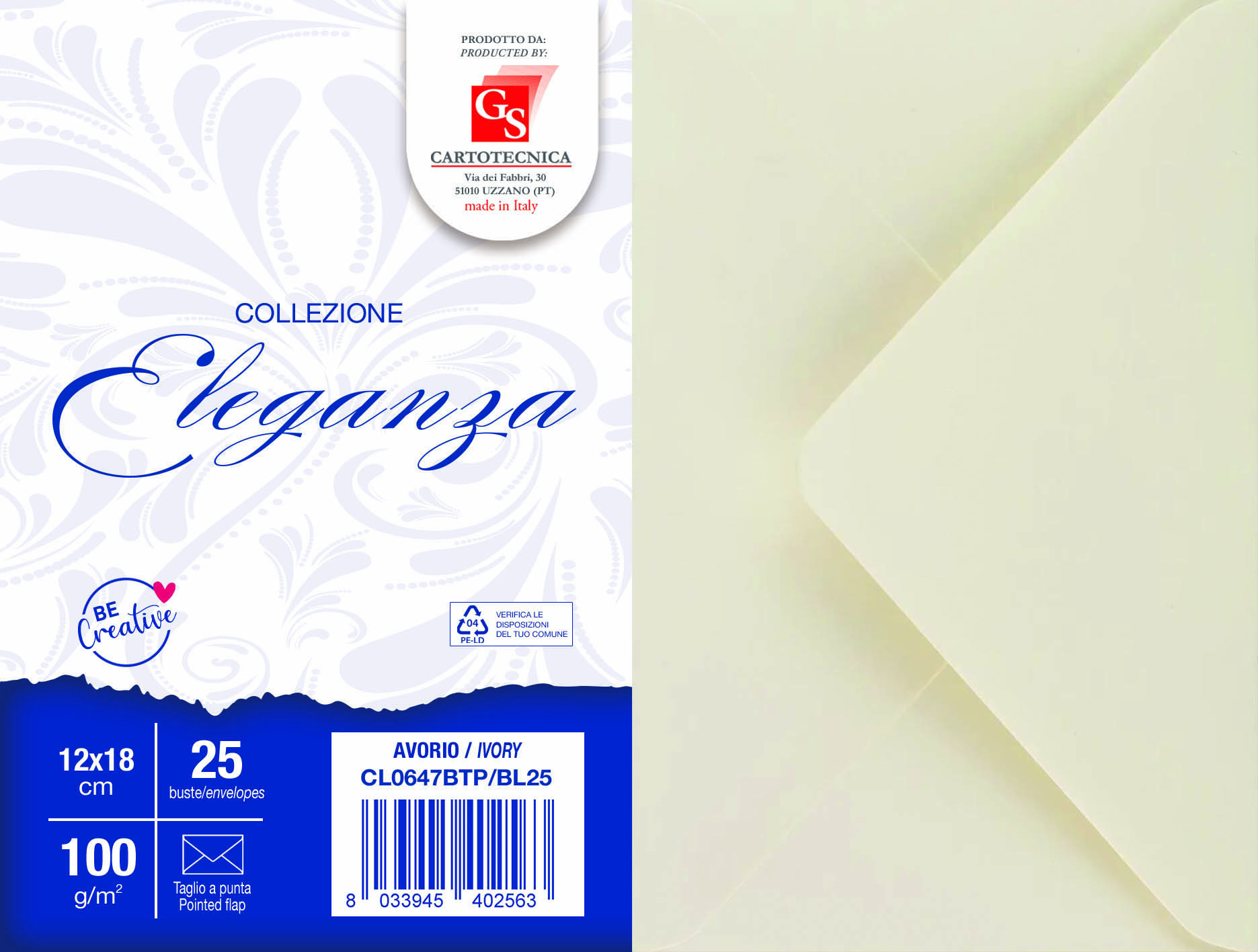 BUSTE ELEGANZA COLORE AVORIO 12X18 BOX25