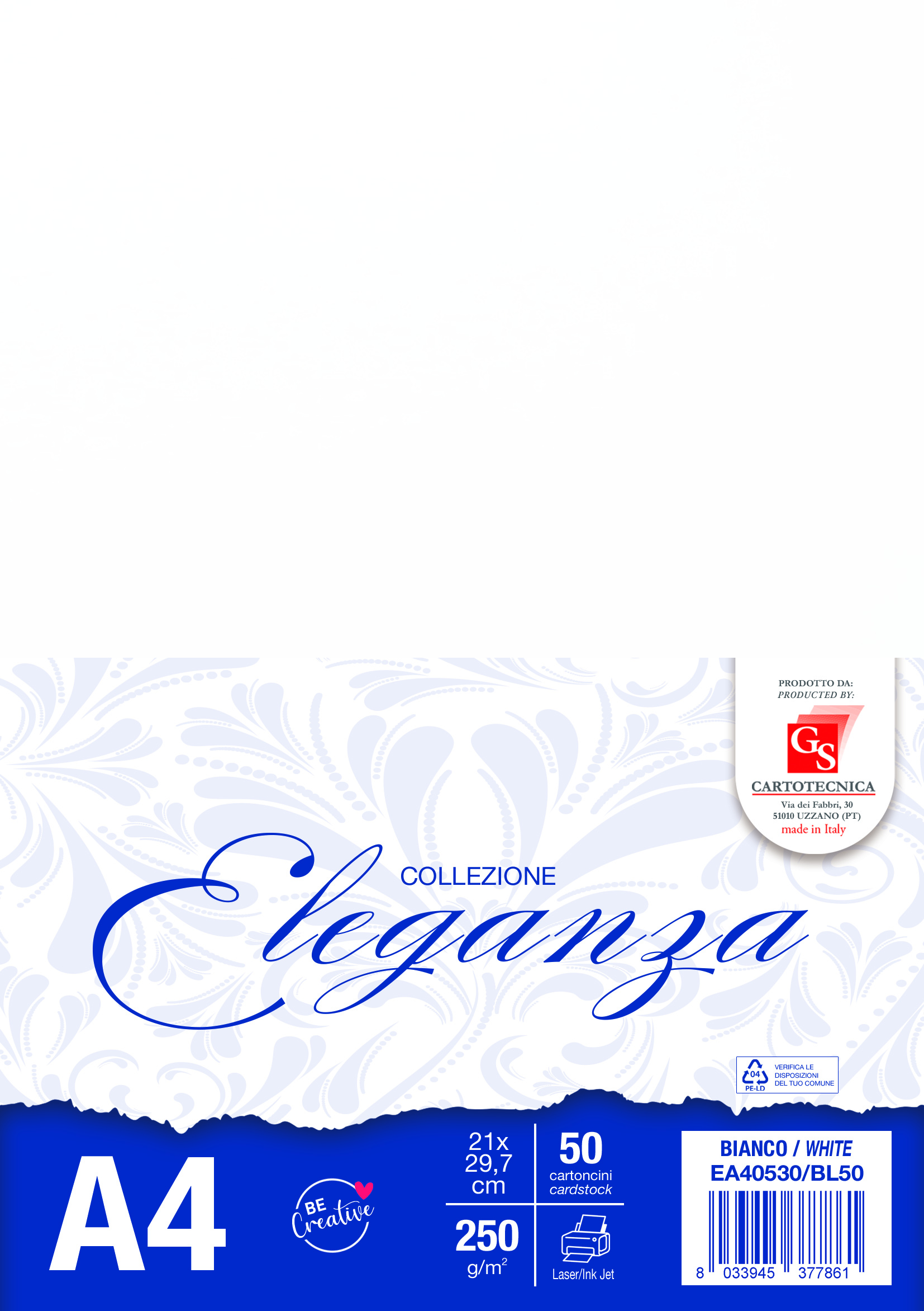 CARTONCINI ELEGANZA COLORE BIANCO A4 GR. 250 BOX50