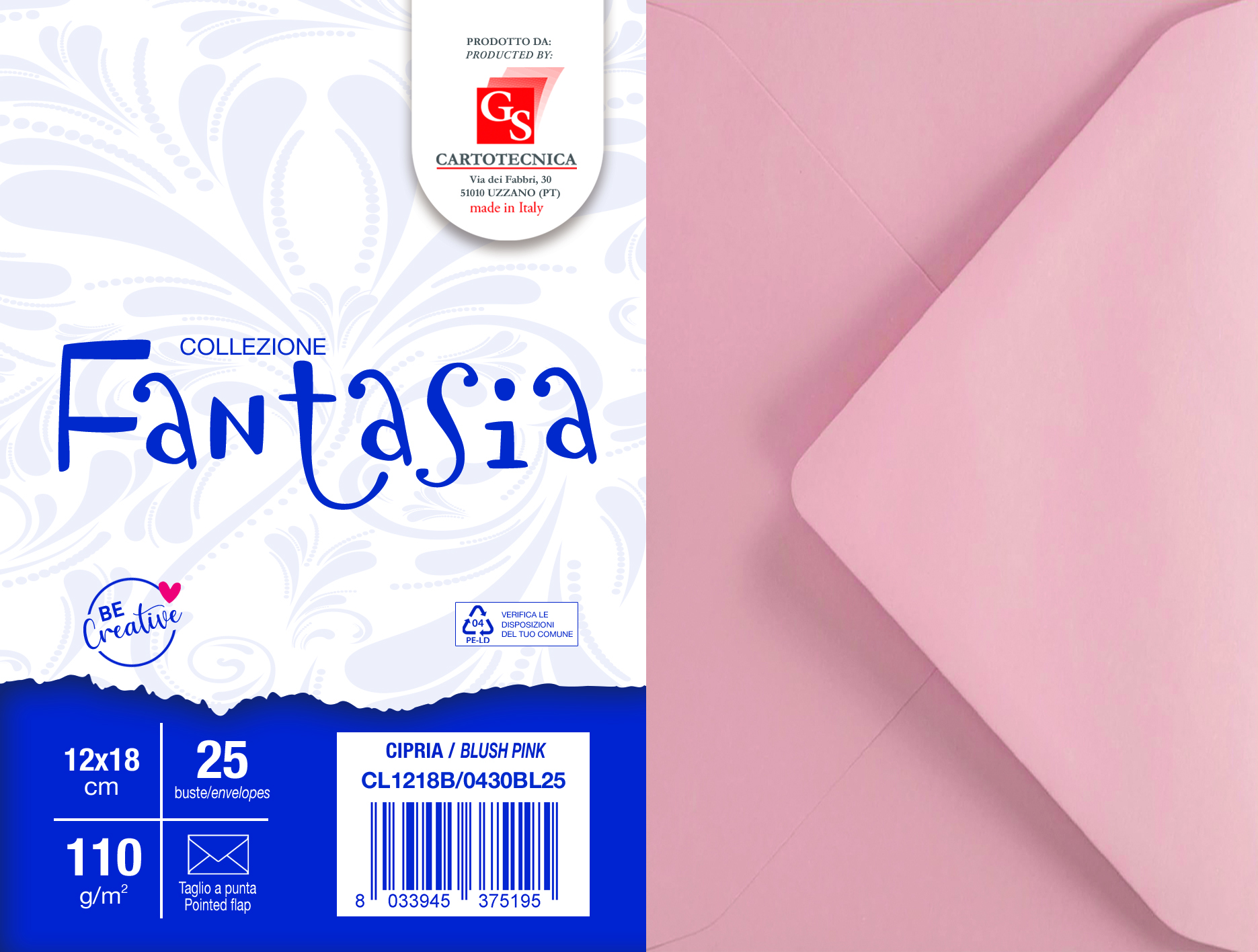 BUSTE FANTASIA COLORE CIPRIA 12X18 TAGLIO A PUNTA GR. 110 BOX25