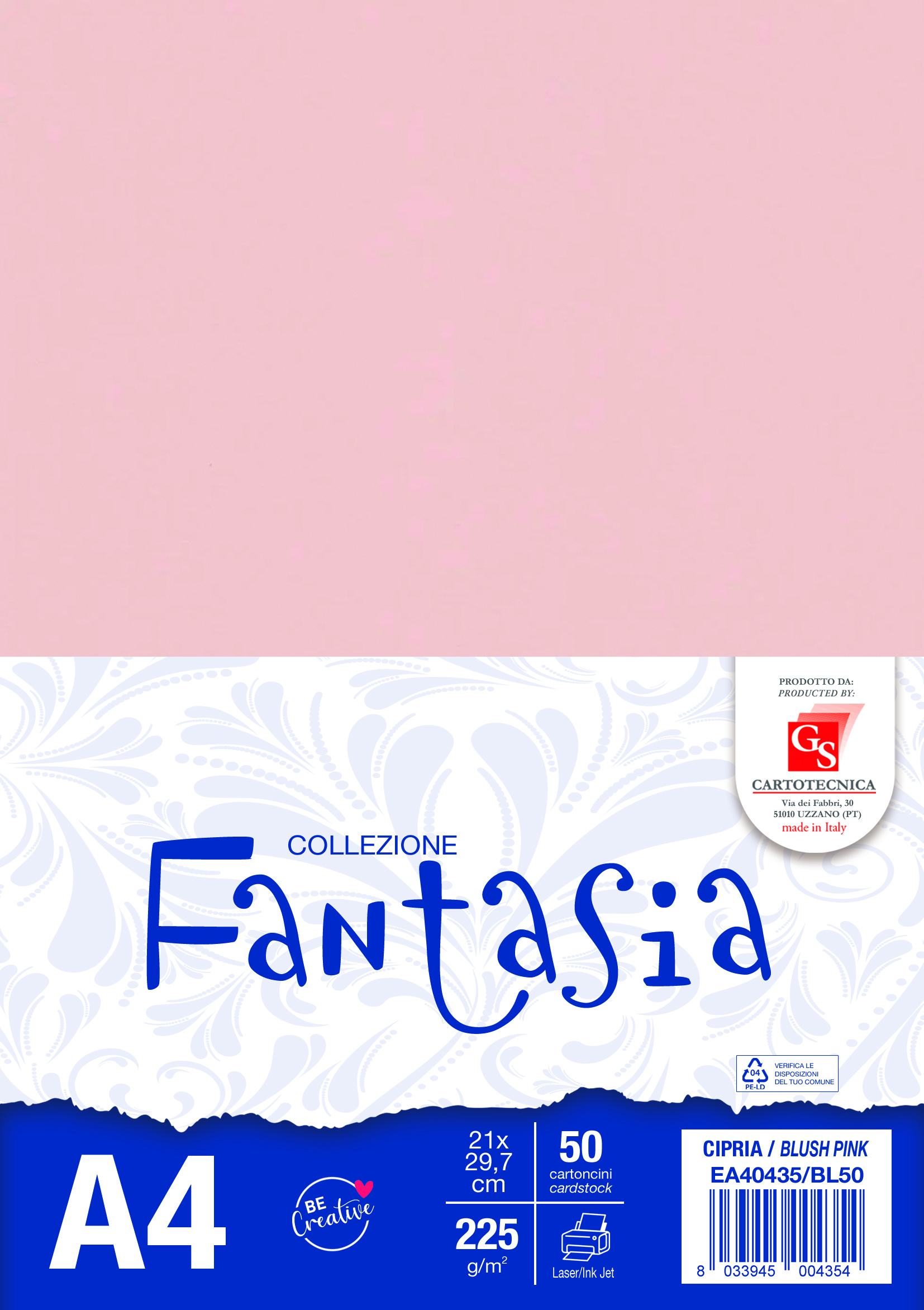 CARTONCINI FANTASIA COLORE CIPRIA A4 GR. 225 BOX50