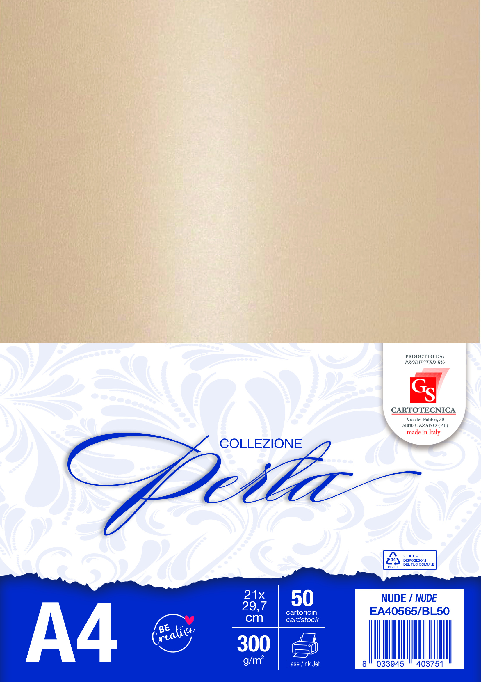 CARTONCINI PERLATO COLORE NUDE A4 GR. 300 BOX50