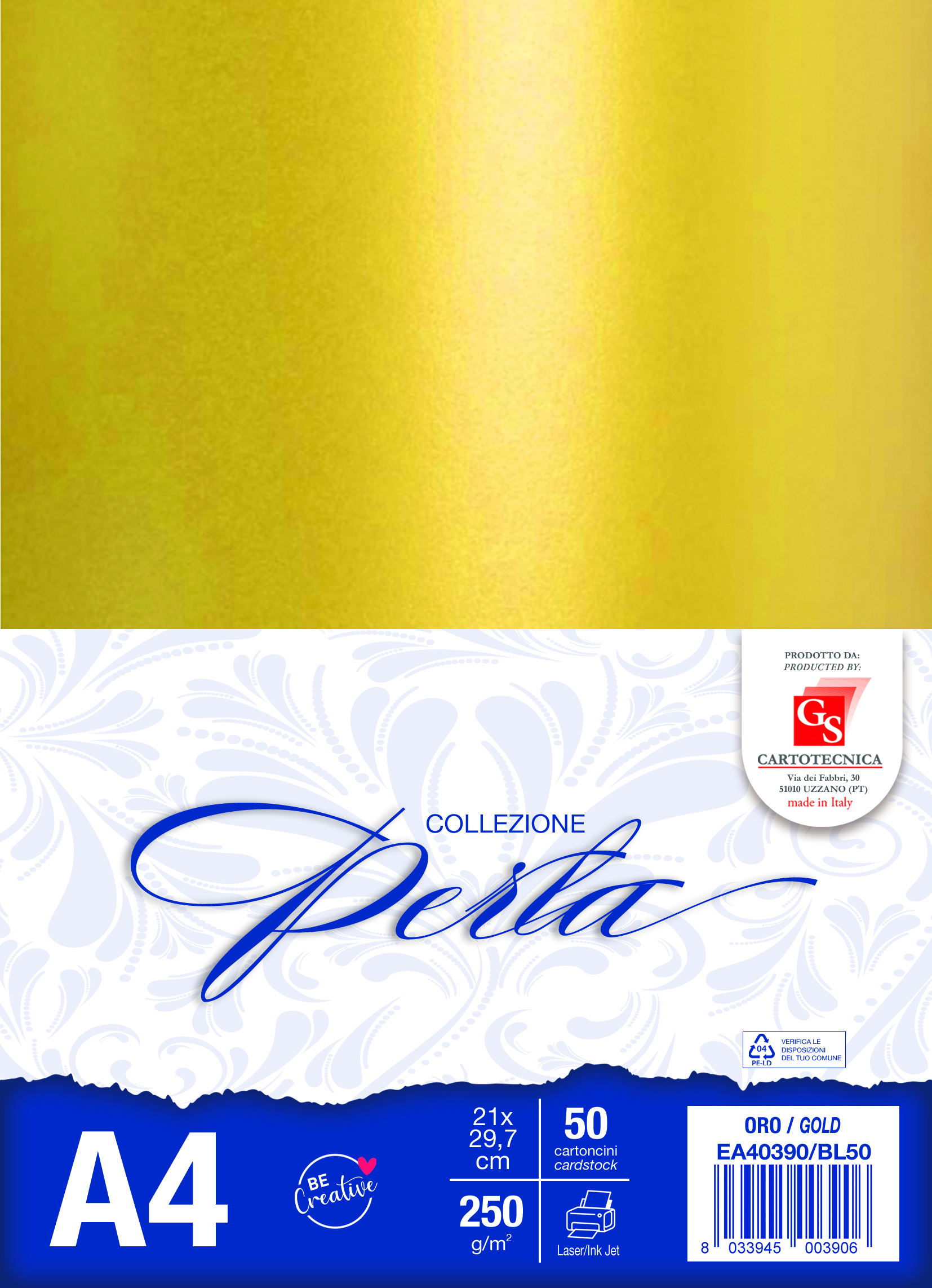 CARTONCINI PERLATO COLORE ORO A4 GR. 250 BOX50