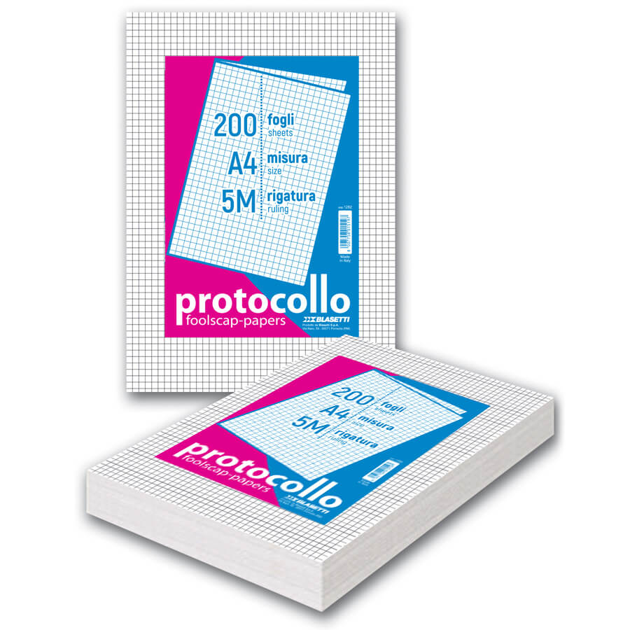 FOGLI PROTOCOLLO A4 A QUADRETTI 5M 200F