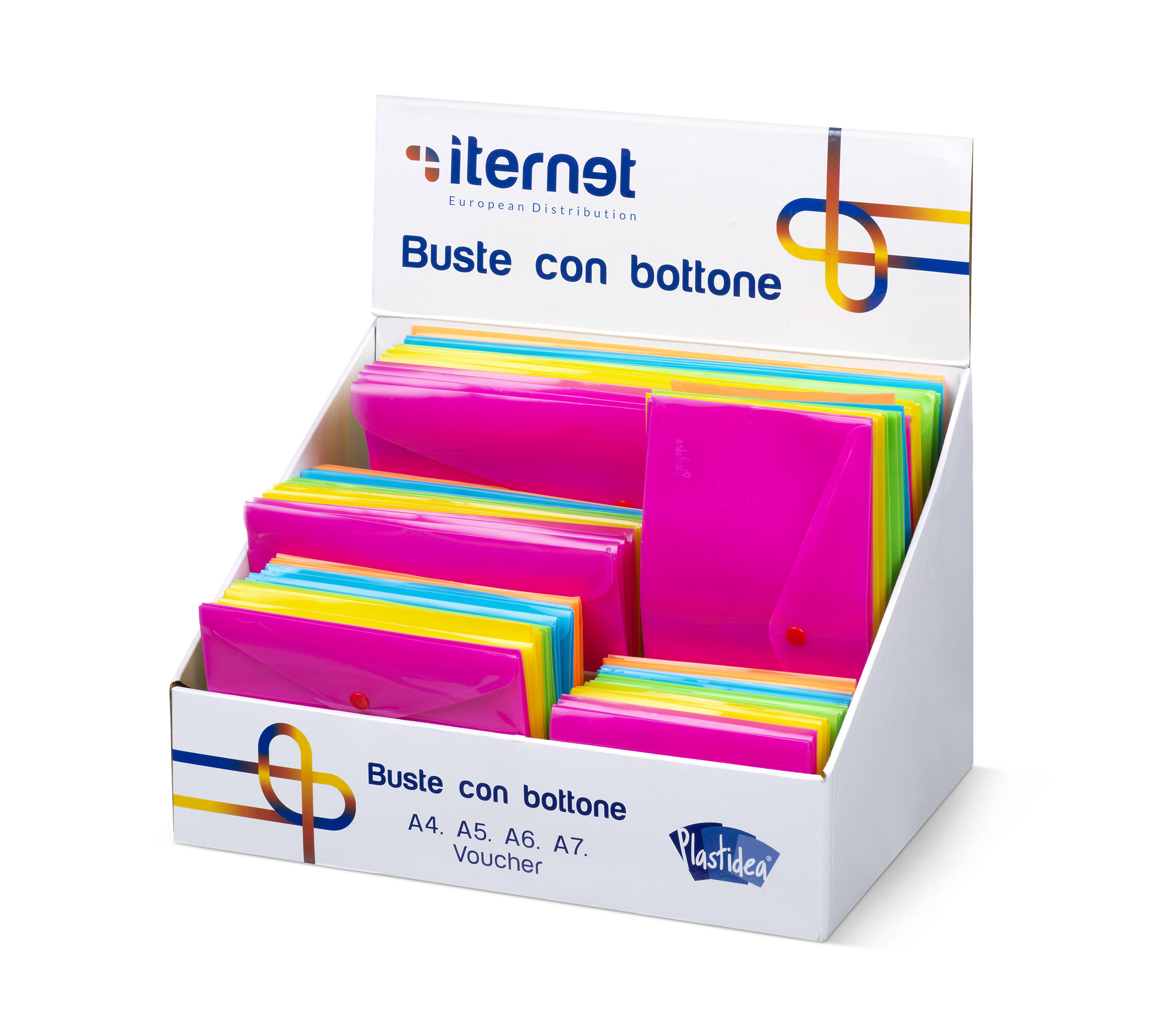 BUSTE CON BOTTONE FORMATO VOUCHER COLORE ARANCIONE FLUO