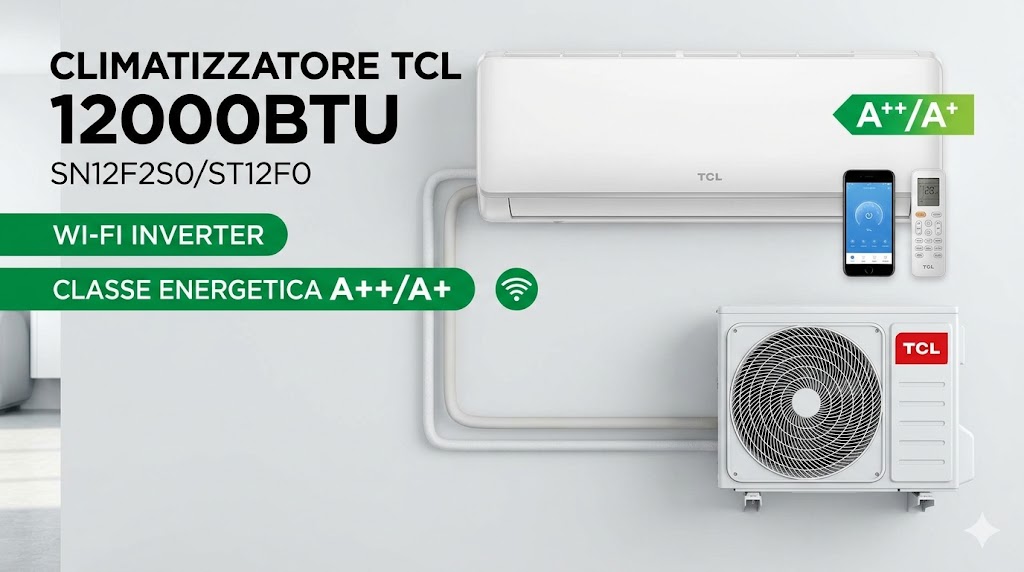 CLIMATIZZATORE TCL 12000BTU SN12F2S0/ST12F0 WI-FI A++/A+